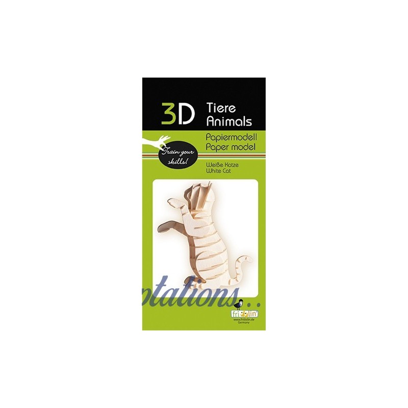 Maquette 3D en papier – Chat blanc