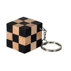 Porte-clefs cube noir/naturel casse-tête  - Fridolin