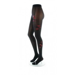 Collant noir fleur de pavot rouge – berthe aux grands pieds