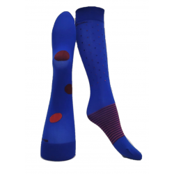 Mi-bas bleu points et rayures roses – Berthe aux grands pieds