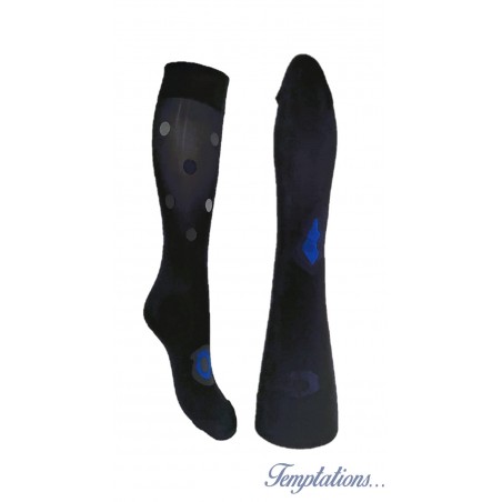 Mi-bas noir pois bleus– Berthe aux grands pieds