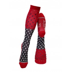 Chaussettes hautes rouge/gris à pois – Berthe aux grands pieds