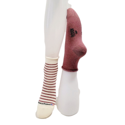 2 paires Chaussettes unie vieux rose / rayures– Perrin