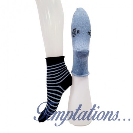 2 paires Chaussettes bleue argent/ rayures bleues– Perrin