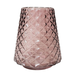 Vase photophore rose sur socle bambou naturel