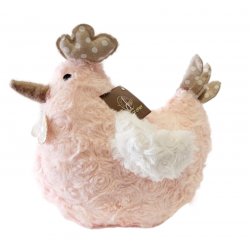 Poule en peluche rose