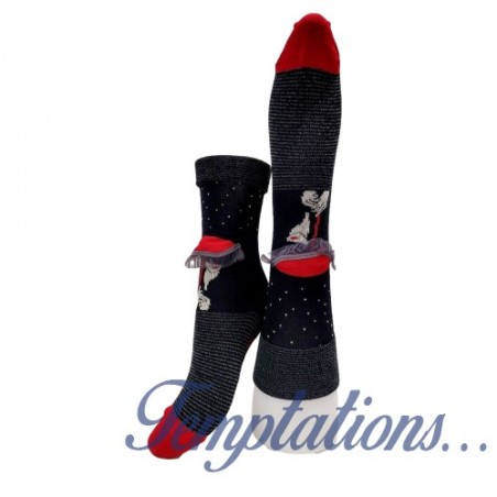 Chaussettes Femme noires Parapluie rouge - Berthe aux Grands pieds