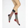 Chaussettes Femme à rayures asymétriques rouges et marines- Berthe aux Grands pieds