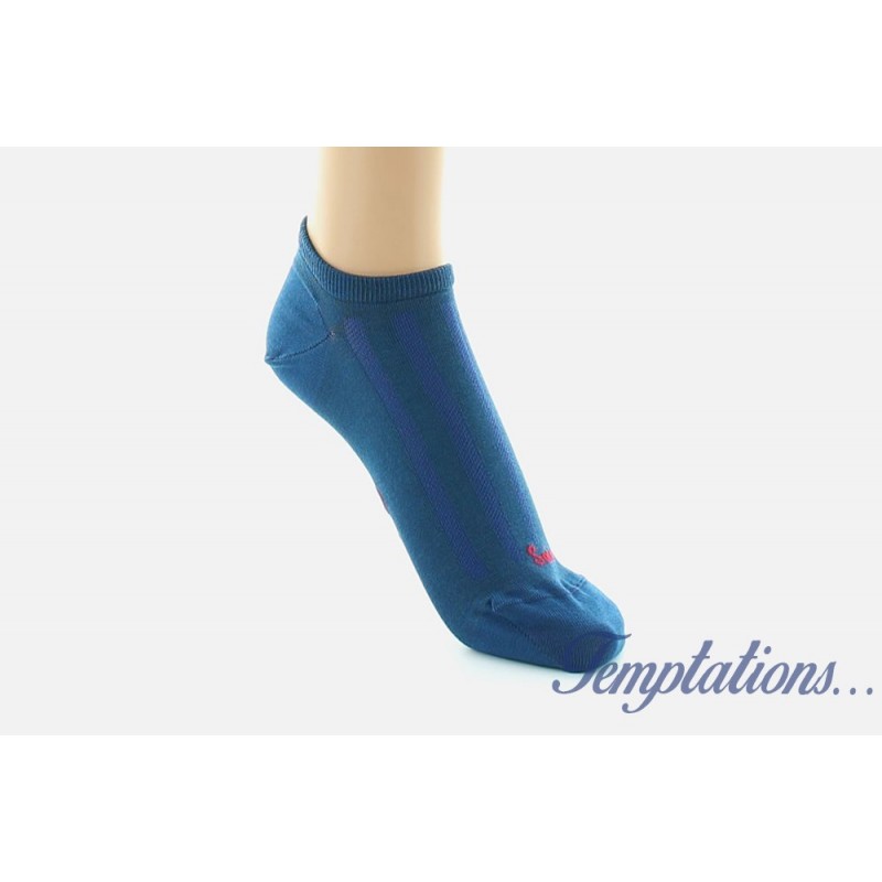 Socquettes femme invisibles en soie bleu pétrole -Berthe aux grands pieds