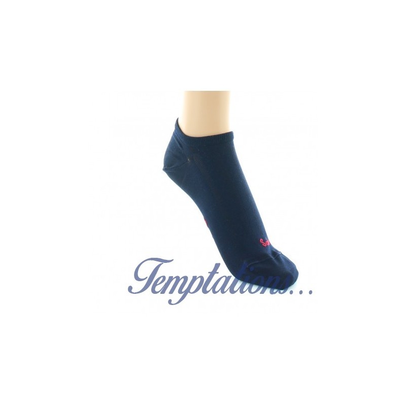 Socquettes femme invisibles en soie bleu marine -Berthe aux grands pieds