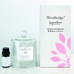 Diffuseur d'huile en cristal Papillons & marguerites -Woodbridge Collection Signature