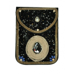 Pochette rectangulaire noire avec perles colorées