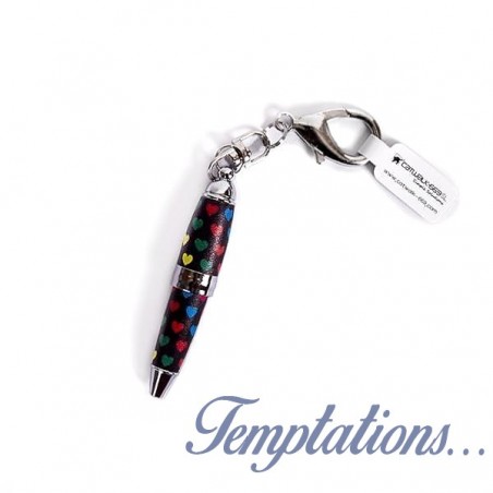 Mini stylo porte-clés Noir étoiles multicolores - Catwalk