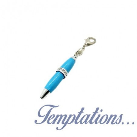 Mini stylo porte-clés Bleu avec strass - Catwalk