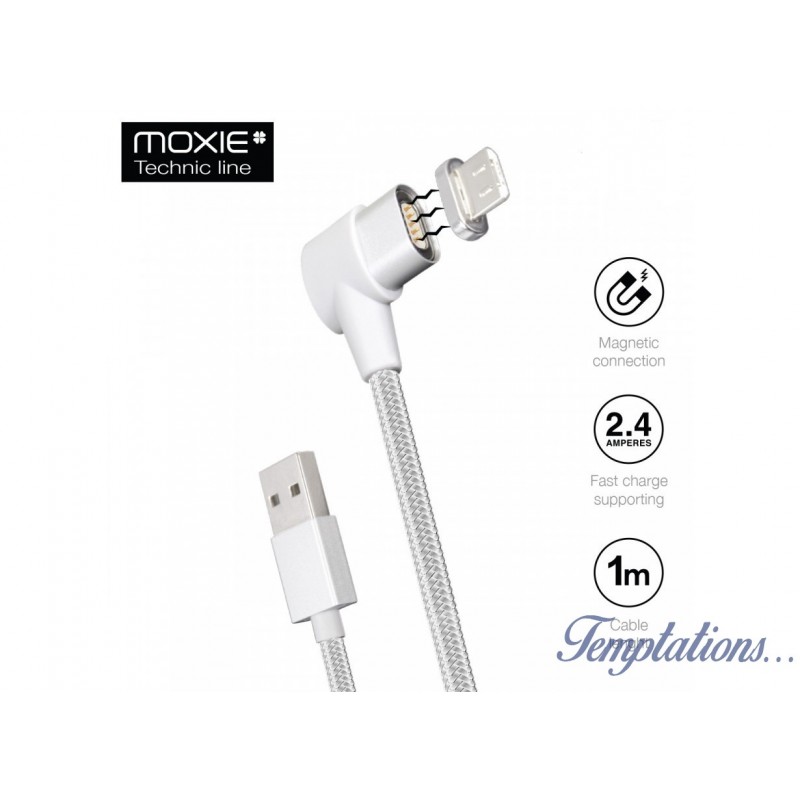 Câble Tressé Coudé USB avec Embout Magnétique - Moxie