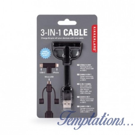 Cable USB 3 en 1 - Kikkerland