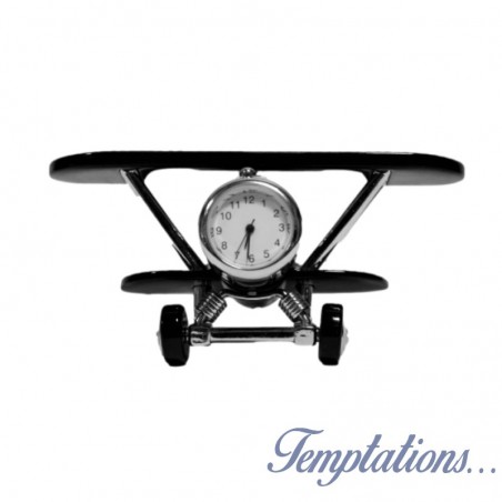 Horloge miniature avion biplan