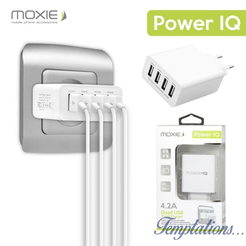 Chargeur Secteur Power iQ avec 4 Entrées USB - Moxie