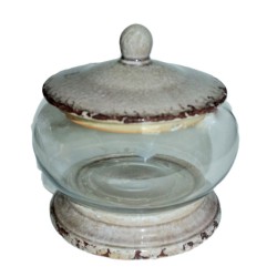 Bonbonnière en verre avec couvercle en céramique - Dekoratief