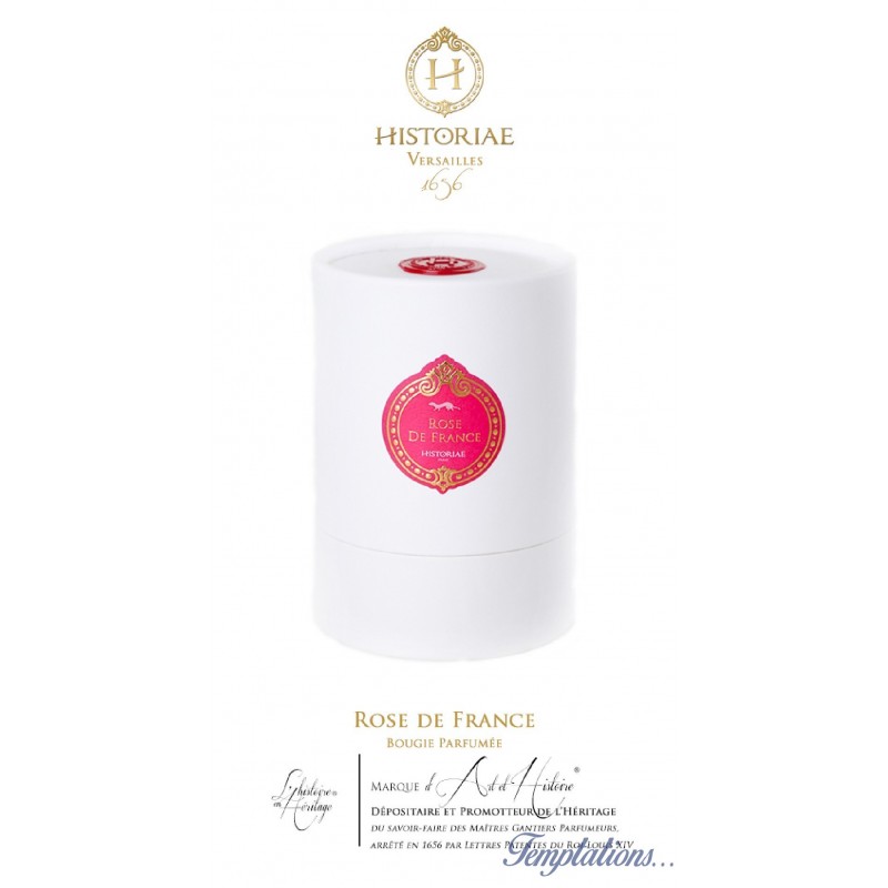 Bougie parfumée Rose de France -180g (40h) HISTORIAE