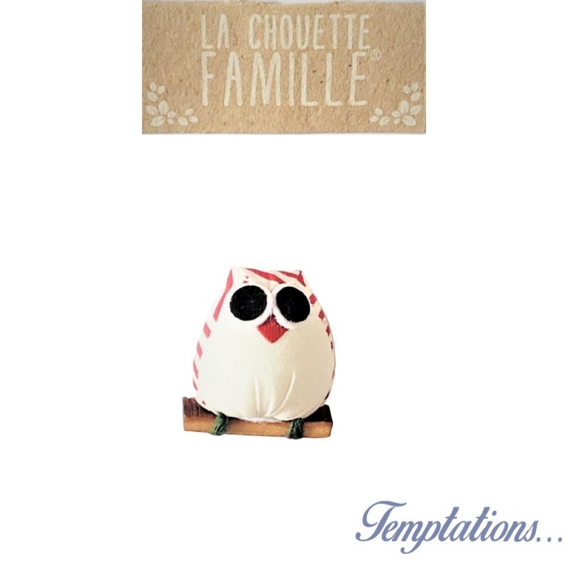 Magnet la chouette famille - Blanc rayures rouge