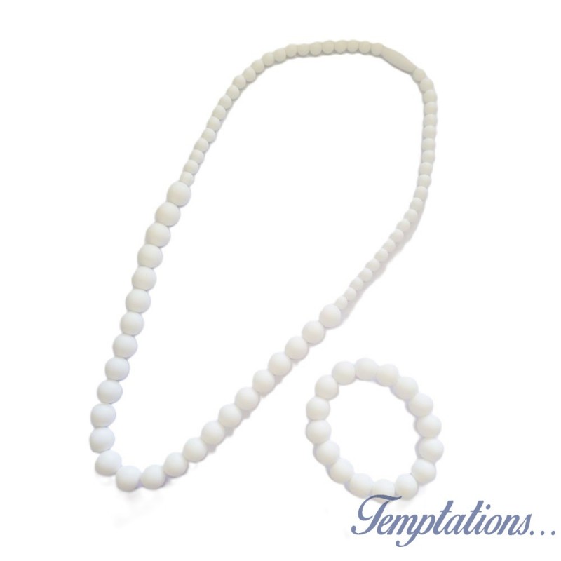 Collier et bracelet blanc perle - Lollipops & More