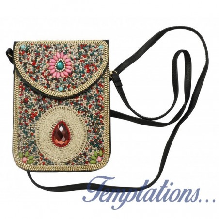 Pochette rectangulaire Multicolore avec perles colorées