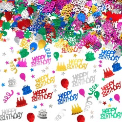 Sachet confettis anniversaire métalliques multicolore
