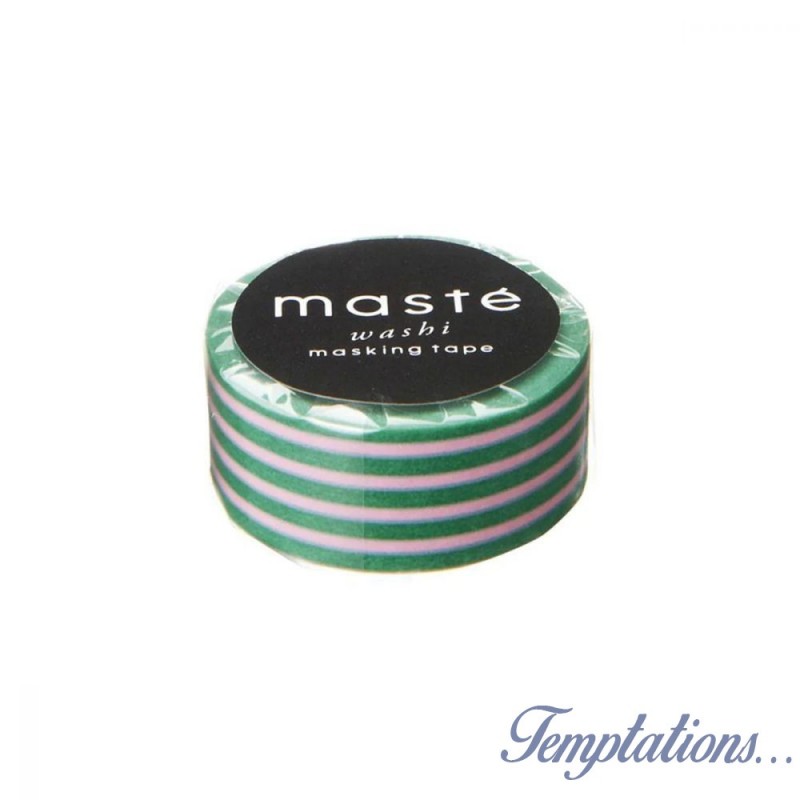 Masking Tape Masté Rayures rose et vert- Mark’s Europe