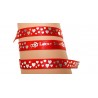 Bracelet Satin Lucky Team -Rouge avec coeurs argentés