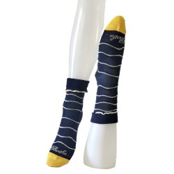Chaussettes marine pointes jaunes -Berthe Aux Grand Pieds-BAG11F.2