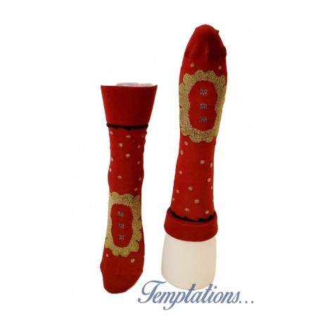 Chaussettes rouge Nénuphar – Berthe Aux Grands Pieds BAG6F.4