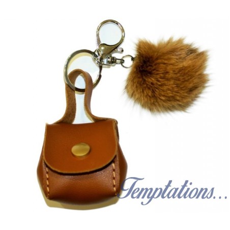 Porte-clés mini sac avec pompon