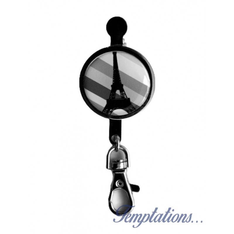 Porte-clés clips Upper Bag Key-"Tours Eiffel Noir et blanc"