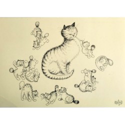 Carte postale "Les chatons joueurs " Albert Dubout