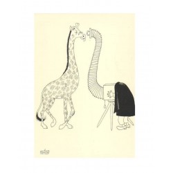 Carte postale " La girafe et le photographe" Albert Dubout