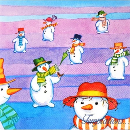 Carte double de Noël  "Les bonhommes de neige"Linda Edwards
