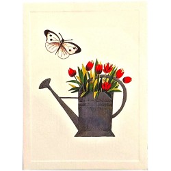 Mini Carte Rossi "Arrosoir et tulipes"