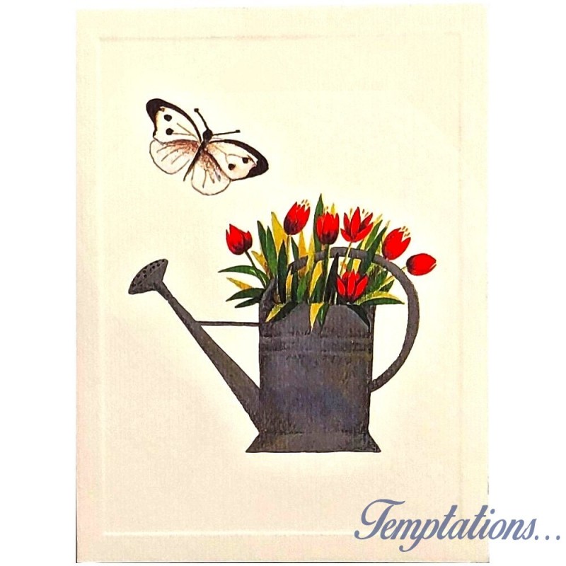 Mini Carte Rossi "Arrosoir et tulipes"