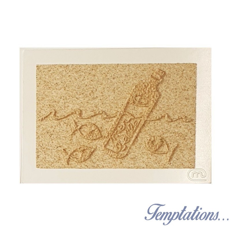 Carte postale en sable "La bouteille à la mer" Marie Claire Blasquiz