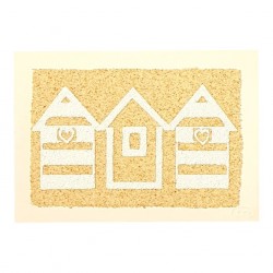 Carte postale en sable «Les cabines blanches » Marie Claire Blasquiz