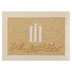 Carte postale en sable "La cabine blanche " Marie Claire Blasquiz