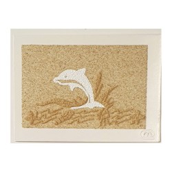 Carte postale en sable "Dauphin blanc " Marie Claire Blasquiz