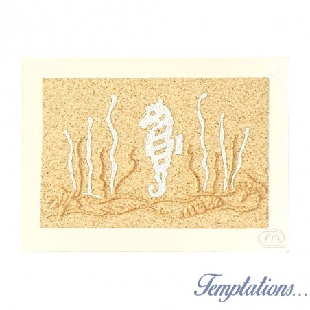 Carte postale en sable "Hippocampe blanc " Marie Claire Blasquiz