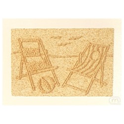 Carte postale en sable "Chaises et ballon " Marie Claire Blasquiz