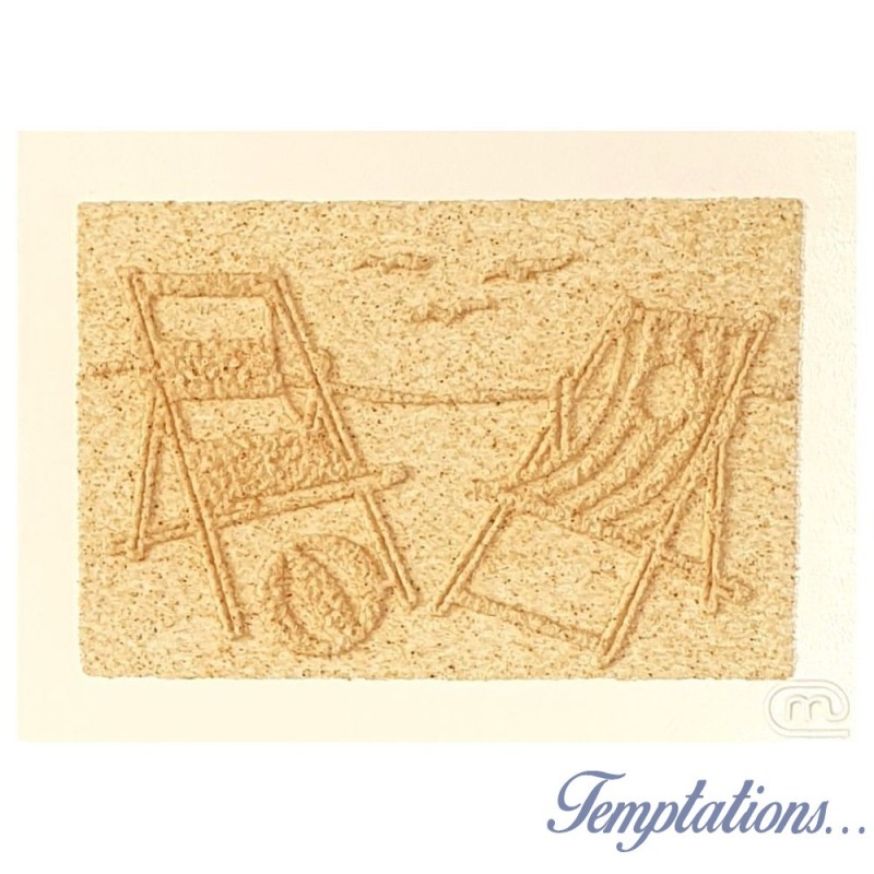Carte postale en sable "Chaises et ballon " Marie Claire Blasquiz