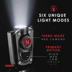Lampe de poche LED Nebo Mycro 400 lumens, porte-clés rechargeable