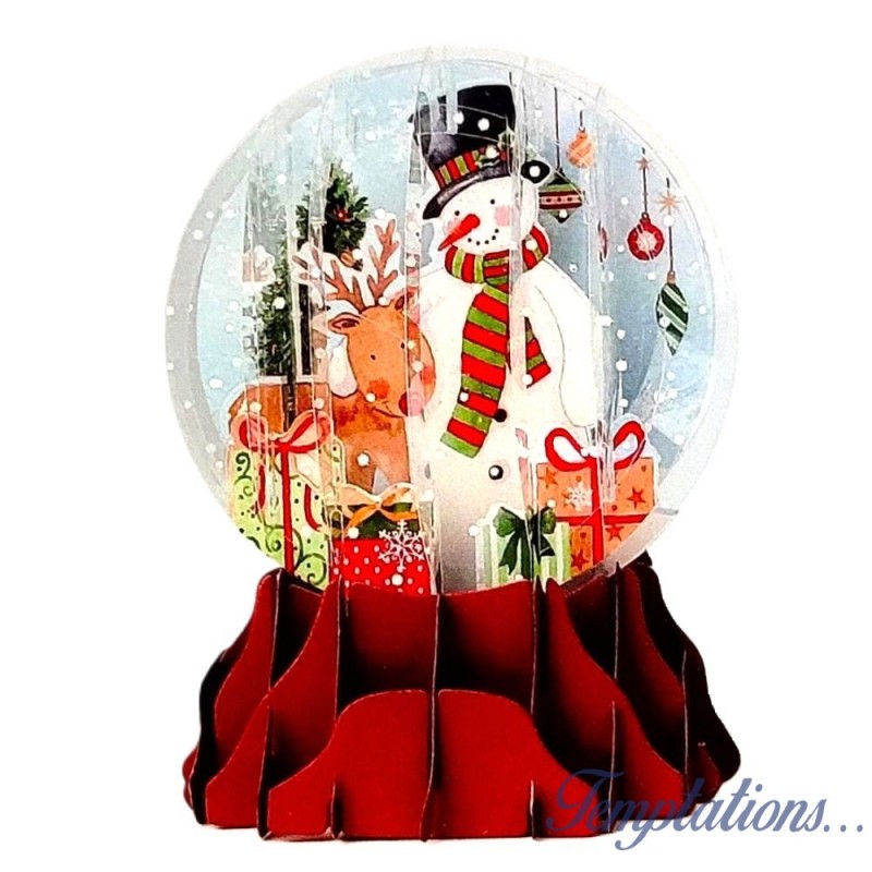 Carte de Noël Boule à neige 3D - Bonhomme de neige