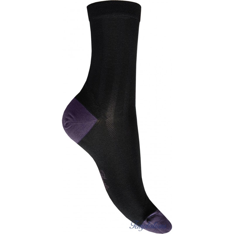 Chaussettes en soie noir-violet Berthe aux grands pieds