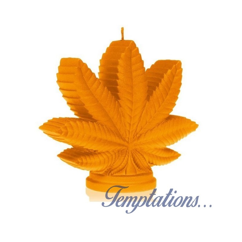Bougie feuille de Cannabis orange Candellana